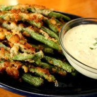 Panko Fried Green Beans with Wasabi Cucumber Ranch Dip