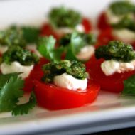 The Joy of Discovery Recipe:  Cilantro Pesto on Tomato slices
