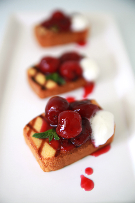 Grilled Pound Cake With Cherry Conmpote
