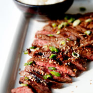 Flat Iron Steak Grilled and Cooked in a Delicious Asian Steak Marinade {Recipe}