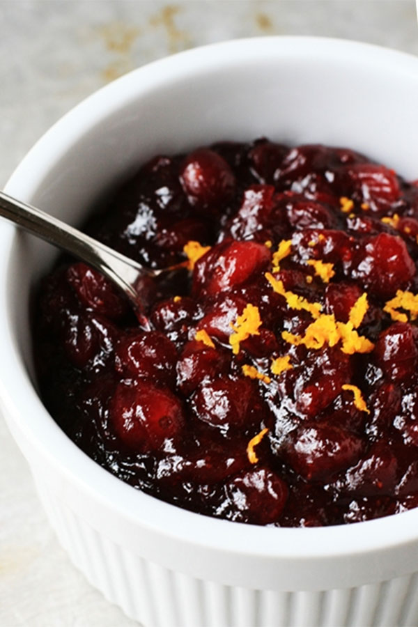 Cranberry orange sauce topped with orange zest